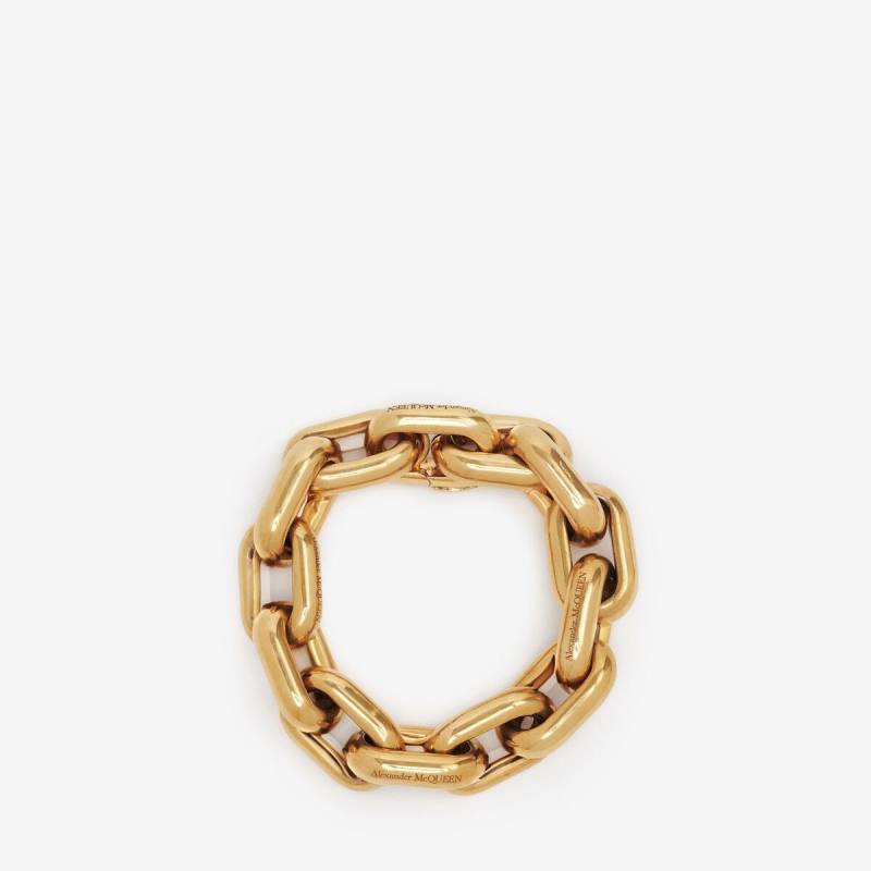 Alexander McQueen Women's Gold Peak Chain Bracelet - M (Brass)